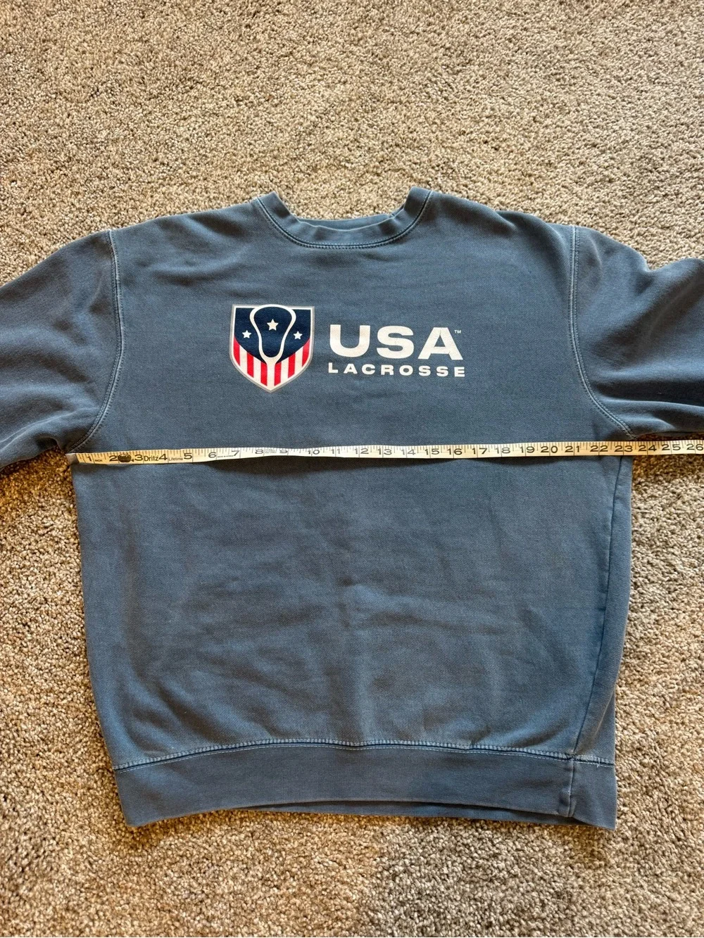 Men’s USA Lacrosse Faded Blue Crewneck Sweatshirt (60% Cotton)